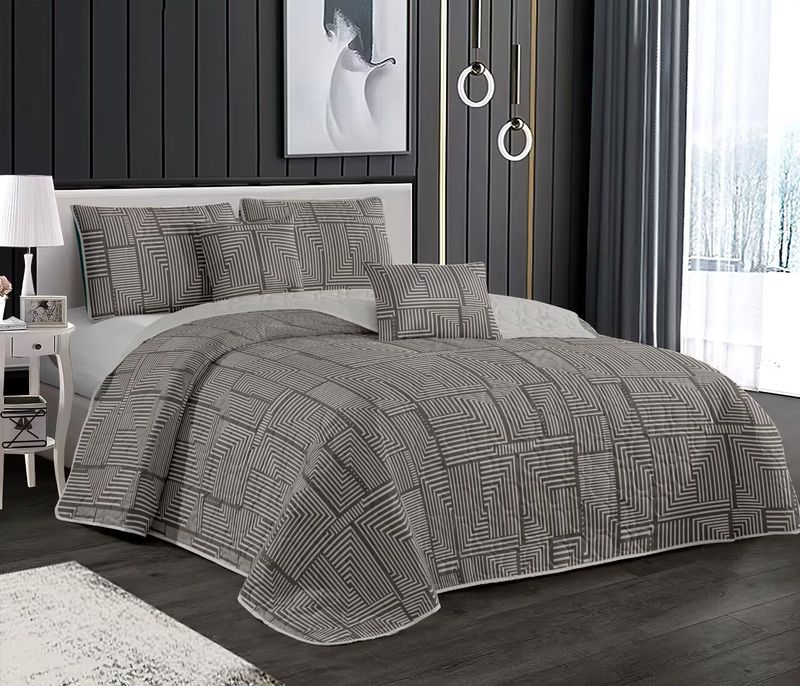 Couverture matelassée trois pièces imprimée respirante lavable en machine pour lit double extra large_voghion.com