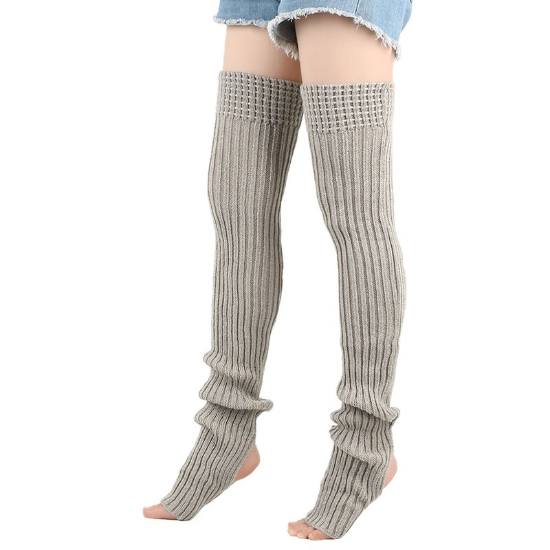 Unisex Verlängerte Woll-Beinstulpen (80 cm) Damen-Florsocken, gestrickte Woll-Beinstulpen, Ballett-Yoga-Fußwärmer_voghion.com