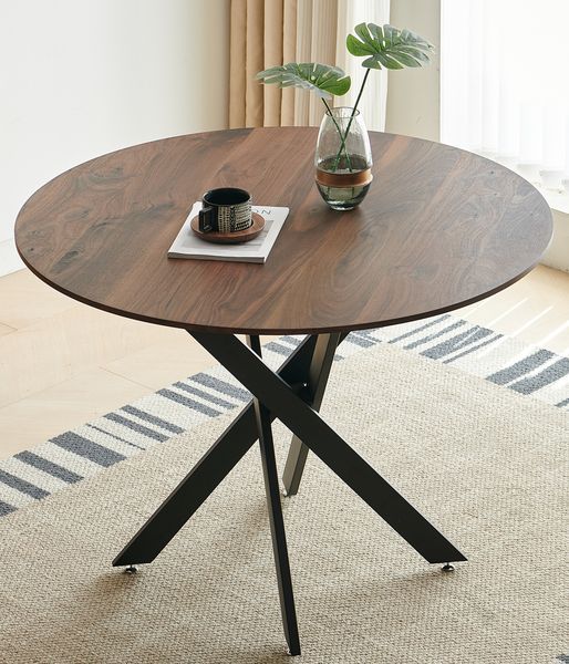 42.1' Table Mid-century Dining Table For 4-6 People With Round Mdf Table Top, Pedestal Dining Table, End Table Leisure Coffee Table,cross Leg_voghion.com