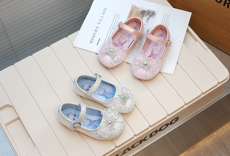 Elsa Crystal Princess 2024 Frühjahr Neue Schleife Kinder Baby Weiche Sohle Kleines Mädchen Wasser Diamant Schuhe_voghion.com