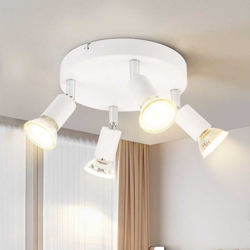Glitzerlife LED Deckenstrahler Weiß Deckenspots - 4 Flammig Schwenkbar GU10 Metall Deckenlampe Moderne Wohnzimmerlampe Für Schlafzimmer Küche Gang Esszimmer_voghion.com