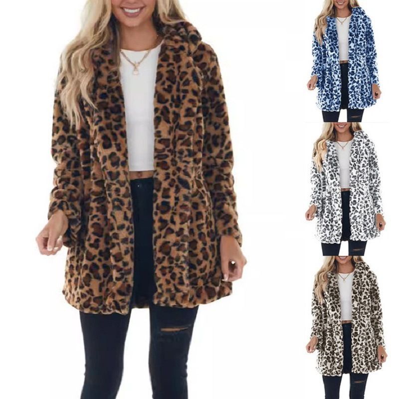 Damenmantel aus Kunstpelz mit Leopardenmuster und Taschen – Übergroße Langarmjacke für Herbst/Winter, modisch und bequem, Übergrößen erhältlich_voghion.com