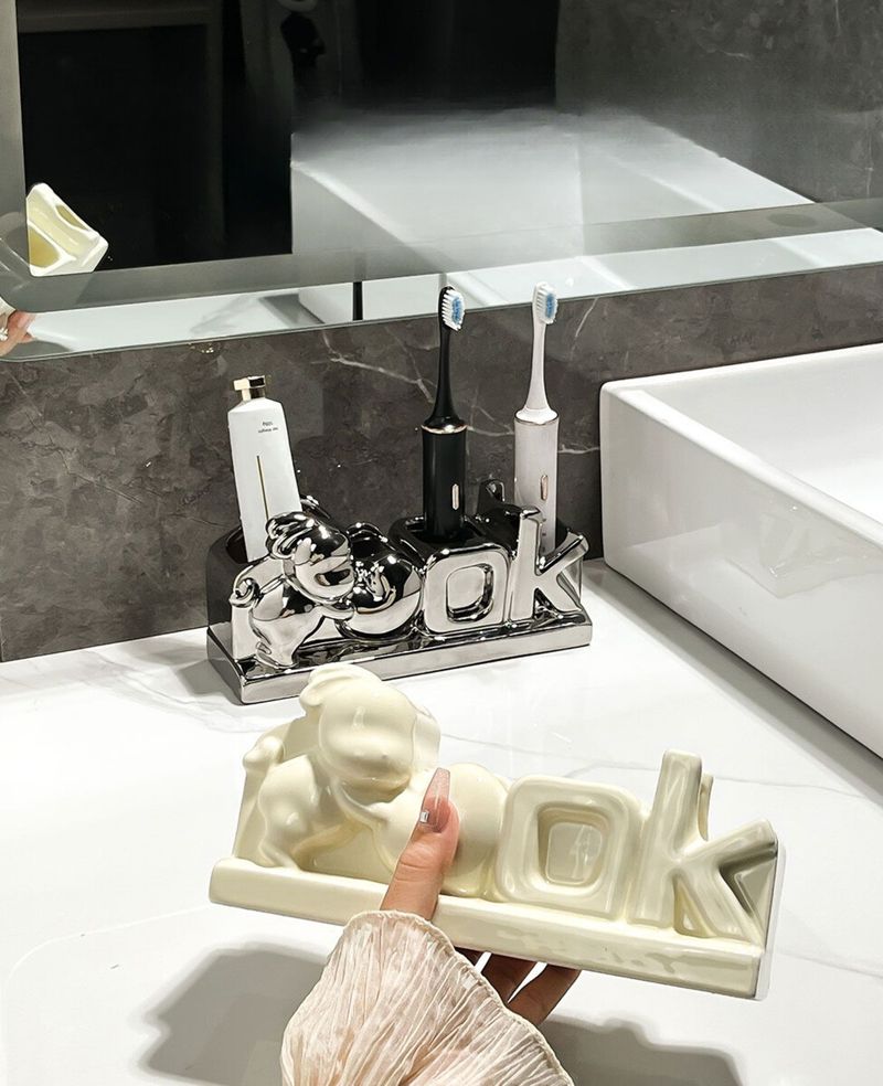 Nordic Kein Bohren Elektrische Zahnbürste Mundwasser Halter Kaninchen Zahn Tasse Rack Lagerung Badezimmer_voghion.com