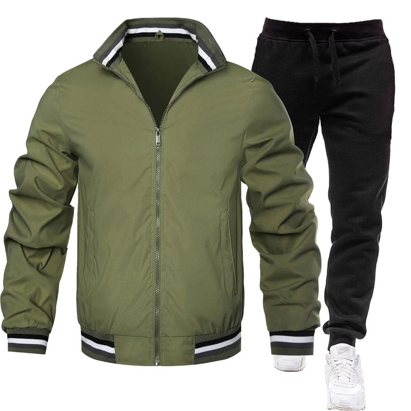 Completo casual da uomo: cardigan con cerniera e pantaloni con collo alto (autunno/inverno)_voghion.com