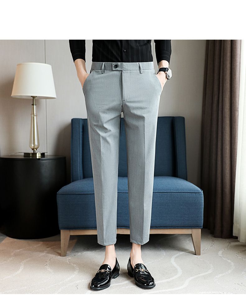 Goede dingen raden lente nieuwe heren casual broeken eenvoudige effen kleur slanke negen-punts broek jeugd getijden mode broeken_voghion.com