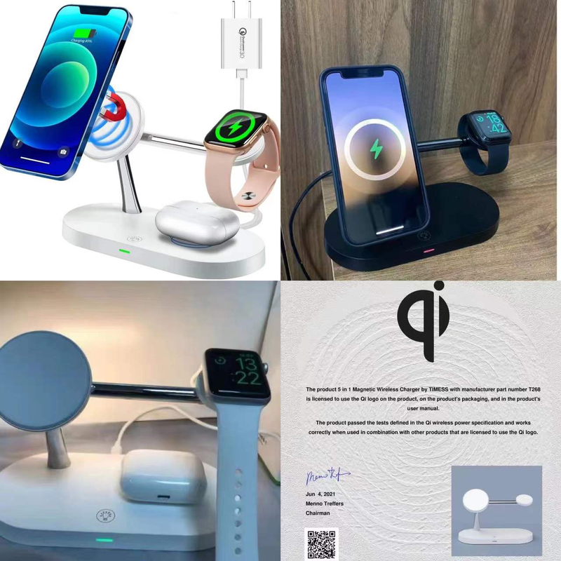 3 az 1-ben vezeték nélküli töltőállvány 15 W-os Qi gyorstöltéssel, LED-es éjszakai lámpával és Apple óratartóval - tökéletes iPhone-hoz_voghion.com