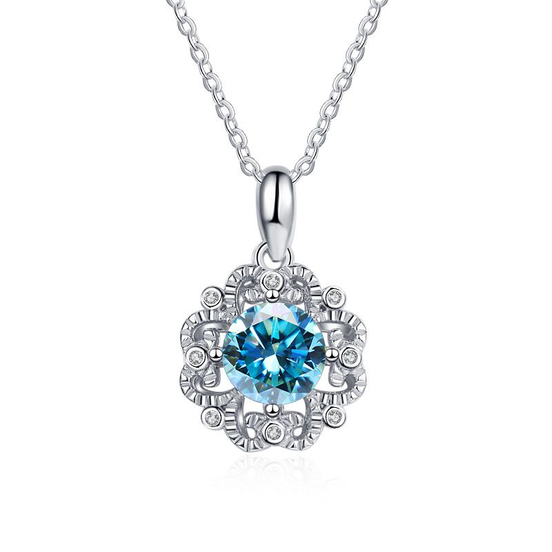Tancise Moissanite Diamant 6,5 mm 1 karat Halskjede Til Kvinne Blomsteranheng Sølvkjeder Fest Brudesmykker Julegave_voghion.com