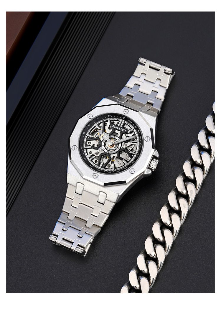 MEI Luxury Mechanical Movement Mens Casual Alloy Watches Movement Waterproof Mens Wristwatches Week Display Male Clock M036_voghion.com