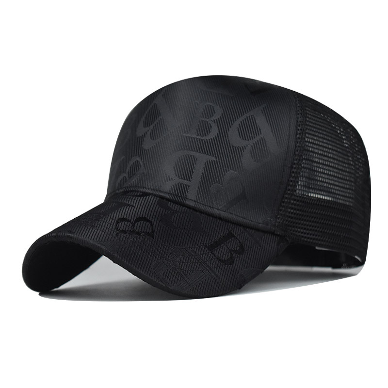 Gorra de béisbol con estampado de letra "B" para mujer, malla transpirable ajustable Hip Hop Trucker Sun Hat_voghion.com