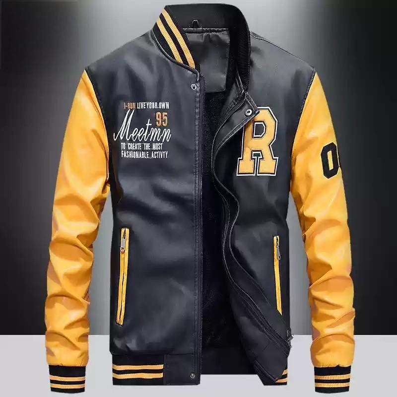 Männer Lokomotivkleeder Liederjacket Hierscht a Wanter Nei europäesch an amerikanesch Trends Casual Etikettéierung Kuerz PU Liederjacket_voghion.com