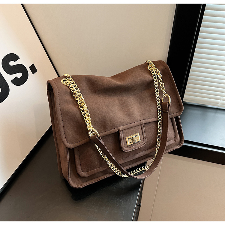 Large Capacity Bag For Women Autumn/Winter 2023 New Fashion Versatile Frosted Chain Crossbody Bag Commuter Tote Bag_voghion.com