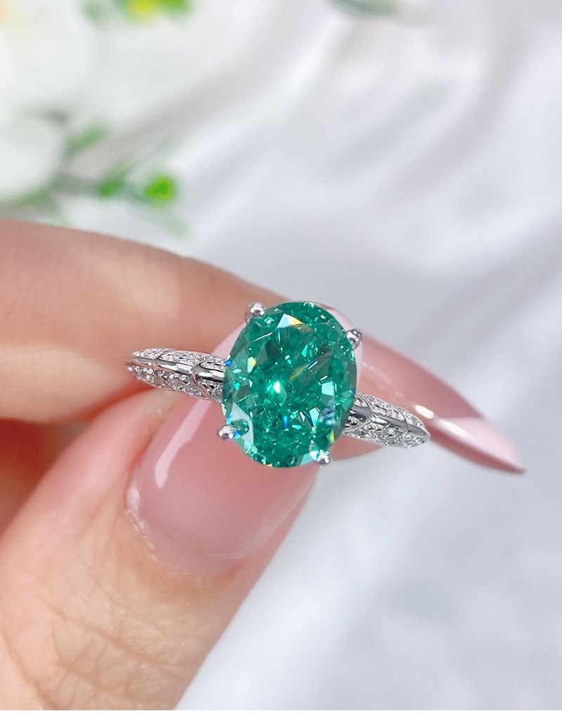 Baifuni Jewelry S Silber Smaragd weibliche Palaibahao Set High Carbon Diamant Ring_voghion.com