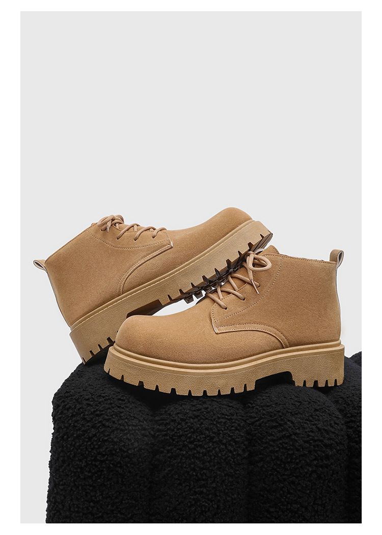 Glide Herren Martin Herbst Neue High-Top Derby Stiefel mit dicker Sohle, Retro-Wildleder, Arbeitskleidung, Modetrend Gelb_voghion.com