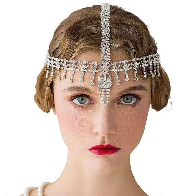 Modische zubehör voller tröpfchen quaste haar Gothic wasser diamant stirn Haar kette_voghion.com