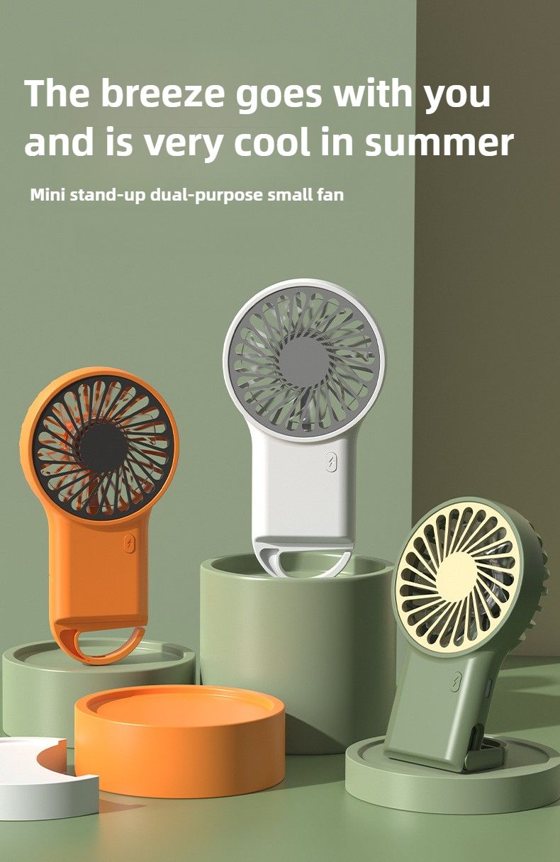 Faltbarer, über USB wiederaufladbarer Mini-Handventilator mit Cartoon-Design und Haken für Bergsteigen, Outdoor, Zuhause und Büro_voghion.com
