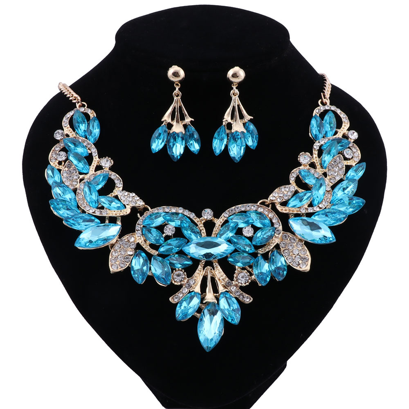 Moda Rhinestone Kryształ Choker Naszyjnik Dla Kobiet Oświadczenie Naszyjniki Kolczyk Wedding Party Biżuteria Ustawia_voghion.com