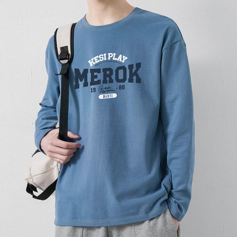 Baleno Pure Cotton Thin Printed Long Sleeve T-S For Men 2025 Spring Loose Fit Plus Size Versatile Solid Color_voghion.com