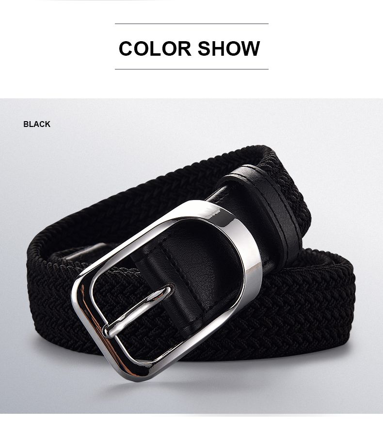 HOT NewFemale Casual Knitted Pin Buckle Men Belt Woven Canvas Elastic Expandable Braided Stretch Belts For Women Jeans_voghion.com