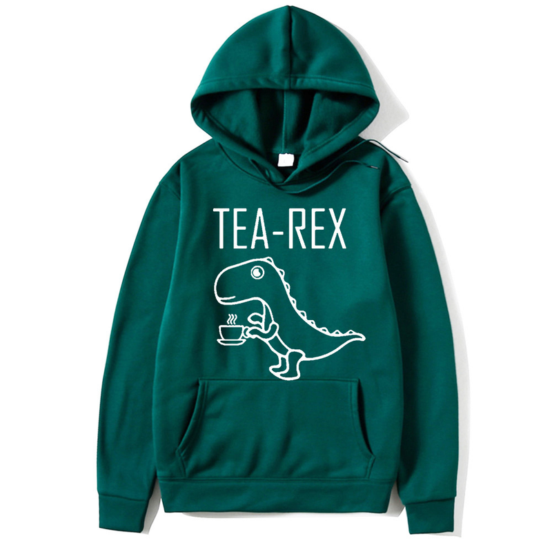 Nuovo simpatico dinosauro che beve caffè Maglioni da uomo e da donna con cappuccio di tendenza di strada_voghion.com