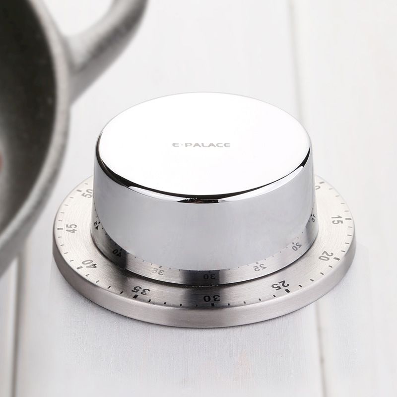 Temporizador mecánico de cocina de acero inoxidable - Alarma sonora para cocinar, hornear, estudiar y exámenes - Temporizador clásico de cuerda con base magnética y soporte_voghion.com