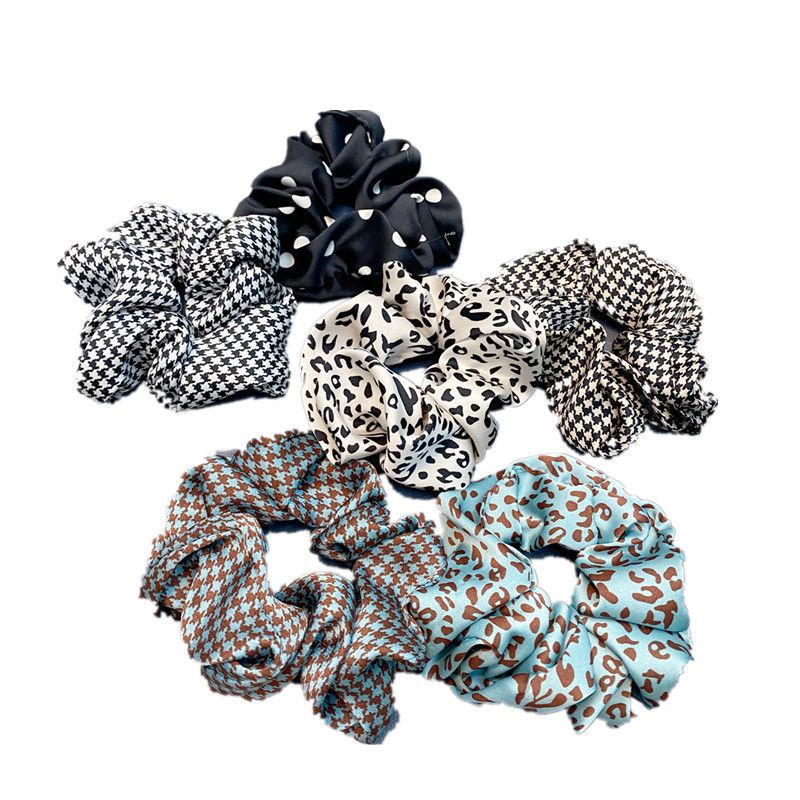 C165 Corée Dongdaemun nouveau bandeau pour gros intestin pied-de-poule version coréenne imprimé léopard bandeau élastique en caoutchouc de couleur tendance_voghion.com