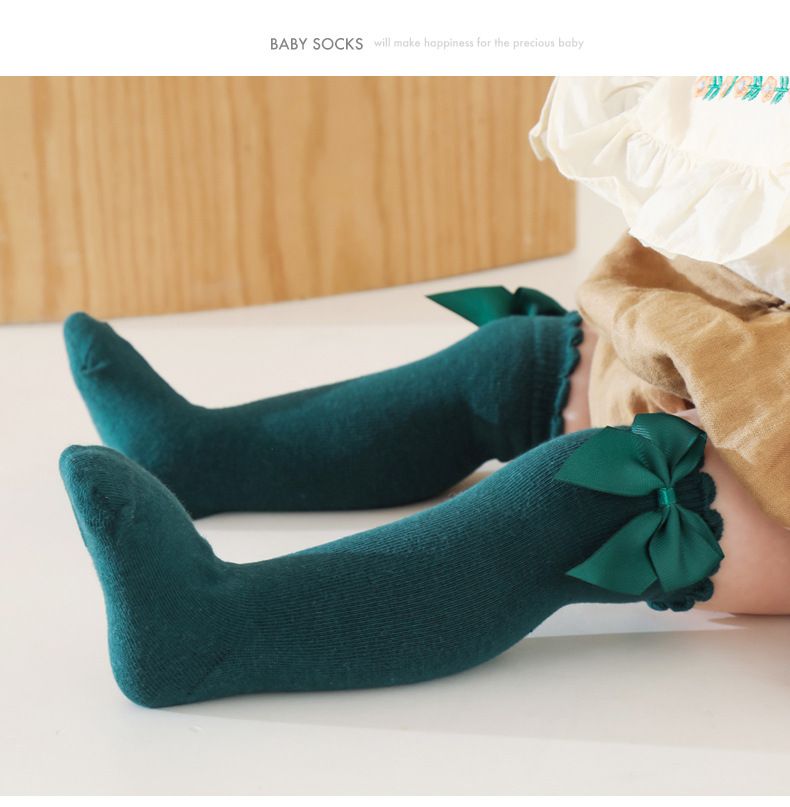 Ubranka dla małych dziewczynek, sukienka z dużą kokardą, dziewczęce skarpetki dla uczennic, długie, luźne skarpetki_voghion.com