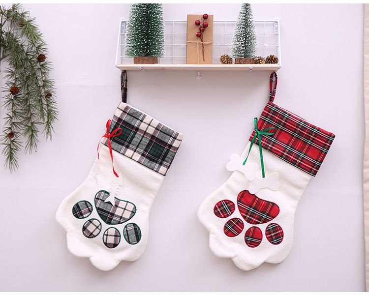 Decorațiuni de Crăciun ciorap de Crăciun cu os de pește, gheare de pisică, ciorap creativ cu bomboane, pungă de cadouri pentru copii_voghion.com