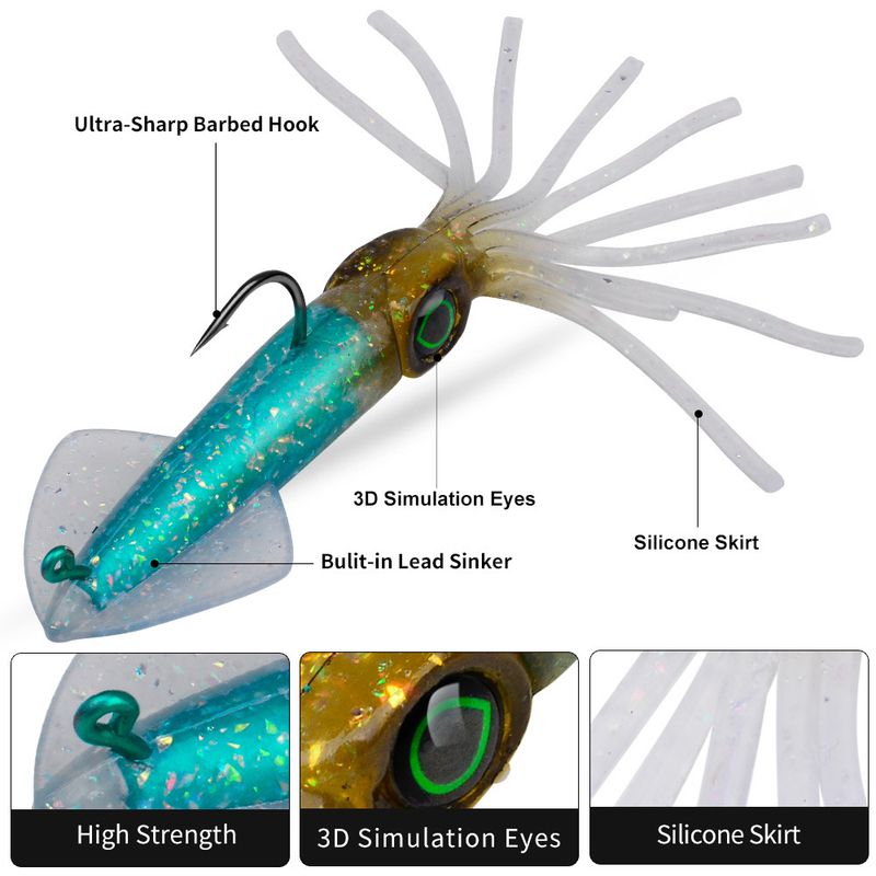 Squid Lure Bionic Luminous UV 13cm Built-in Lead Head Hook Soft Cuttlefish Octopus Bait_voghion.com