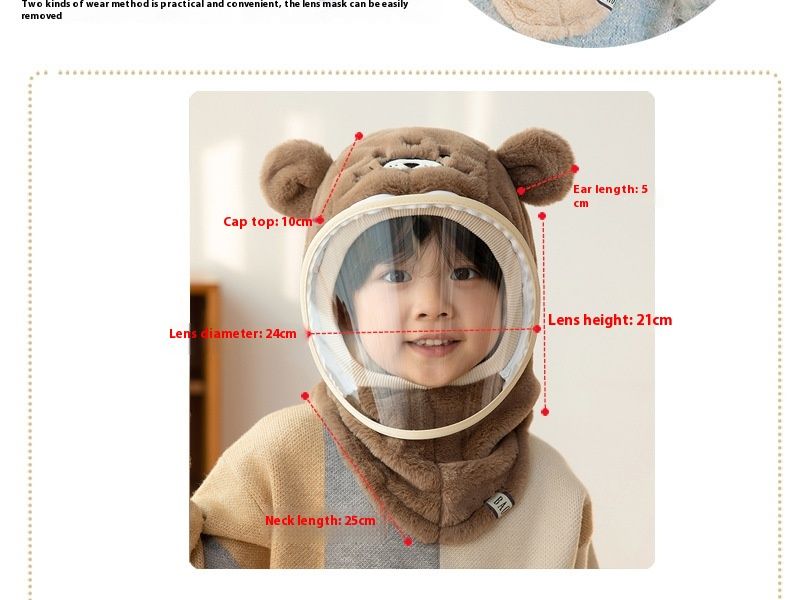 Wintermützen für Jungen und Mädchen mit Gesichtsschutz, Winddichte Mützen, Ohrenschützer, Kopfbedeckungen, warme Babyschals, Einteilige Mützen, Weihnachtsgeschenke_voghion.com