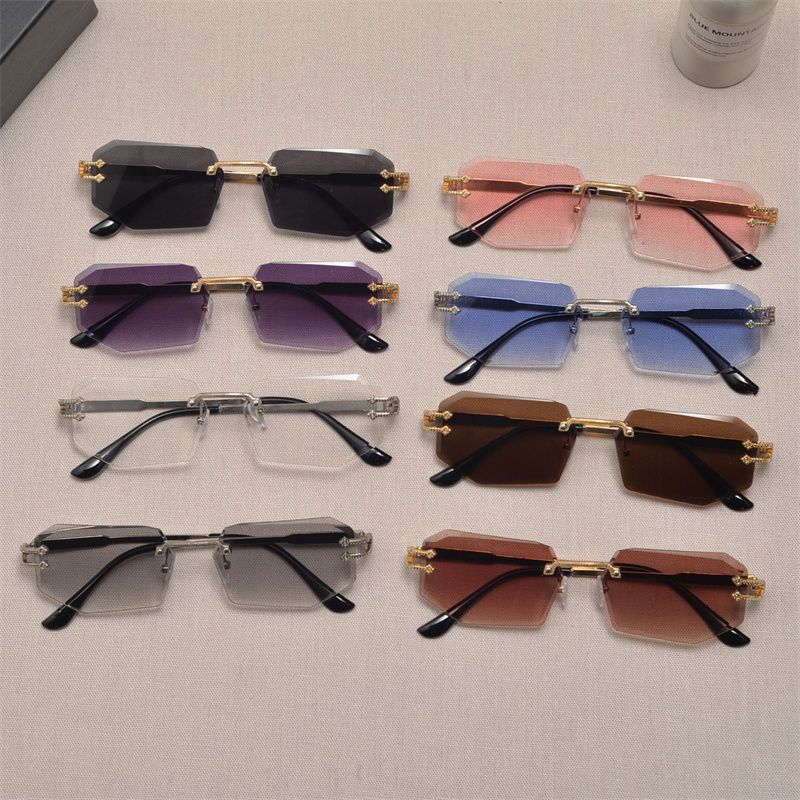 Sommer Rechteckige Randlose Sonnenbrille Modetrend Sonnenbrille_voghion.com