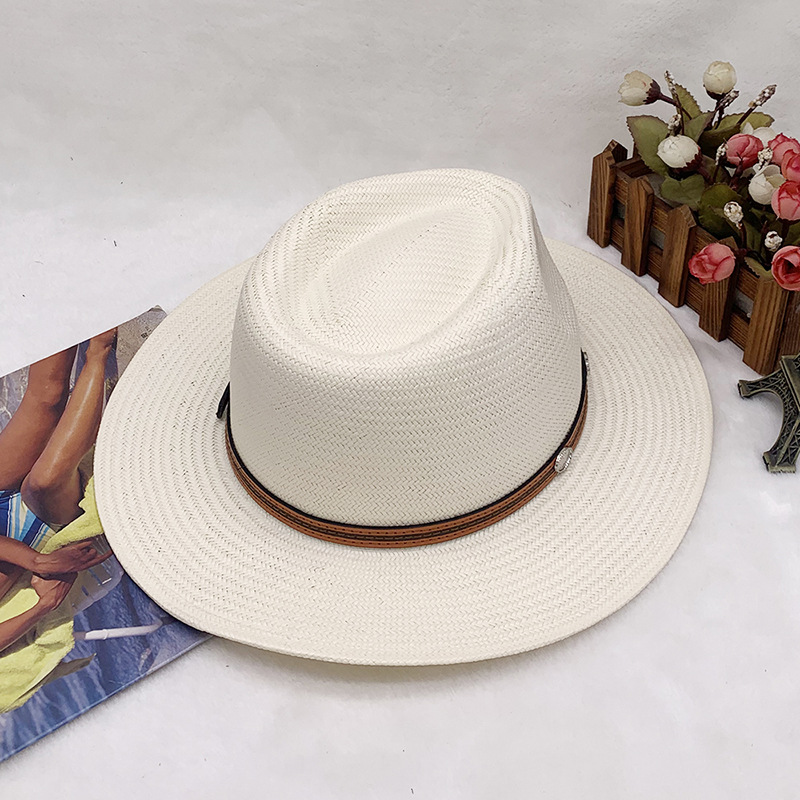 nuovo cappello da spiaggia parasole da uomo e da donna estivo da viaggio protezione solare cappello da cowboy occidentale cappello di paglia_voghion.com