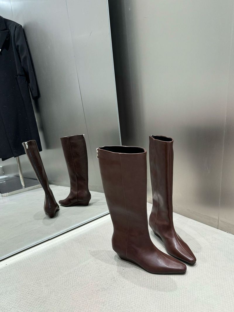 Bottes d'équitation minimalistes à bout carré, cuissardes longues et amincissantes, pour femme, nouvelle collection hiver 2025_voghion.com