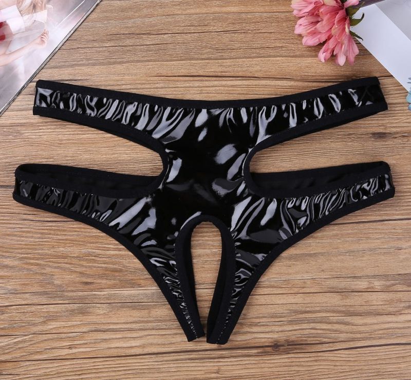 Dessous Unterwäsche Sexy Pamas Pama Pants Durchsichtige T-förmige Höschen T-Rücken Spiegelhaut Offener Mini-Badeanzug Schwimmen_voghion.com
