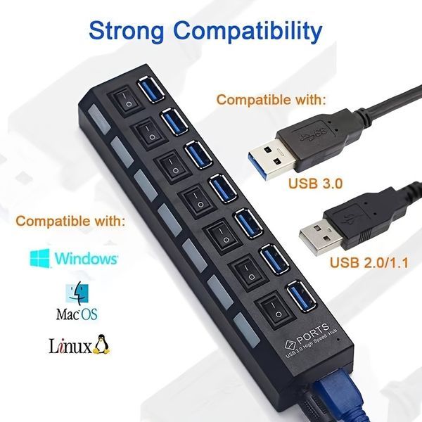 Hub multiports, commutateur indépendant à 7 ports KG07_voghion.com