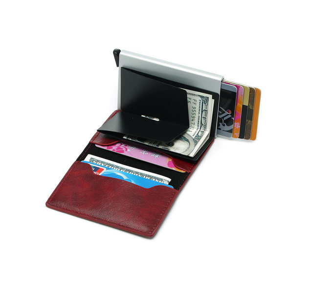 Nuevo Mini tarjetero para hombre, billeteras de fibra de carbono Rfid de cuero negro, Mini billetera delgada, monedero pequeño, monederos para hombre_voghion.com
