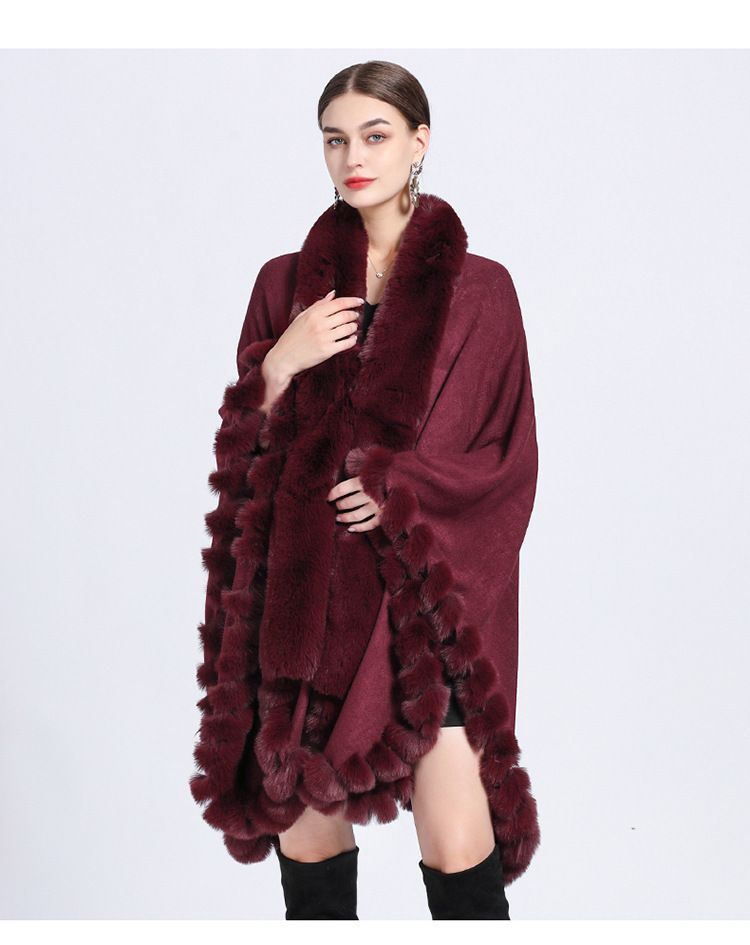 Elegante cardigan oversize con maniche a pipistrello e collo in pelliccia sintetica di coniglio - Lungo cappotto avvolgente con apertura frontale per donna (colori multipli)_voghion.com