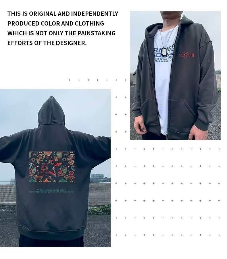 Winter American style loose fitting fat plus size hooded plush zippered cardigan 300 kg men's hoodie jacket_voghion.com
