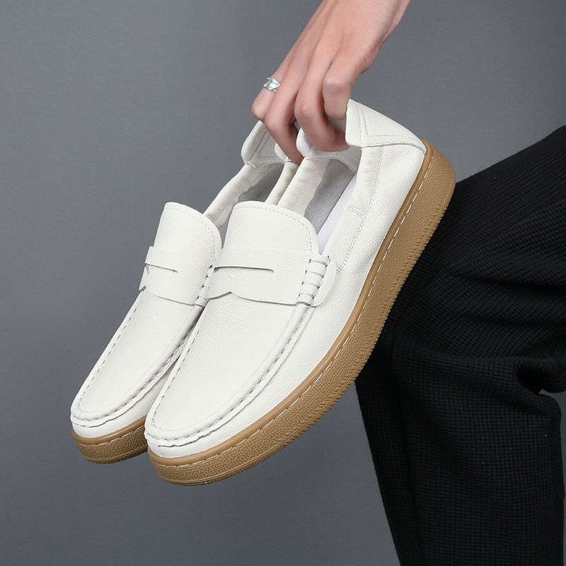 2025 Novos Sapatos Masculinos Respiráveis de Couro com Cabedal Macio e Respirável, Preguiçoso e Versátil Le Fu_voghion.com