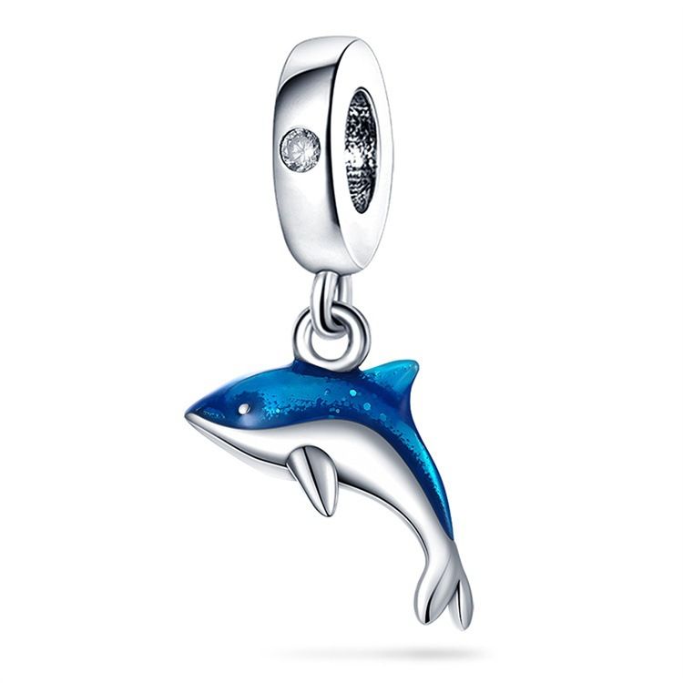 Gioielli da donna, ciondolo in argento placcato in rame bianco, fai da te, braccialetto, gioielli, vita marina, cavalluccio marino, delfino, granchio, ciondolo, corda_voghion.com
