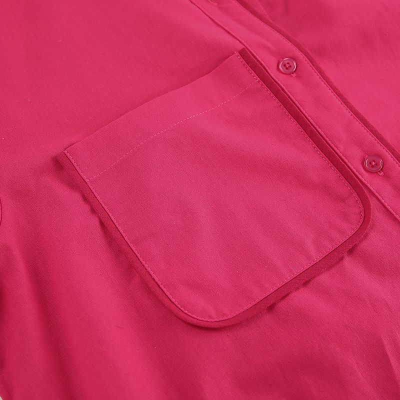 Completo da donna a maniche lunghe in cotone e lino da pendolare per donna, set casual con camicia rosa e pantaloncini in due pezzi_voghion.com