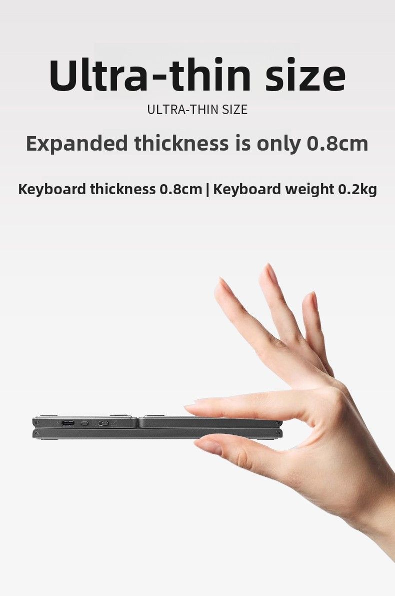 Qianye B033 Clavier Bluetooth pliable ultra-fin pour téléphone portable et ordinateur, trois systèmes, sans fil, tactile_voghion.com