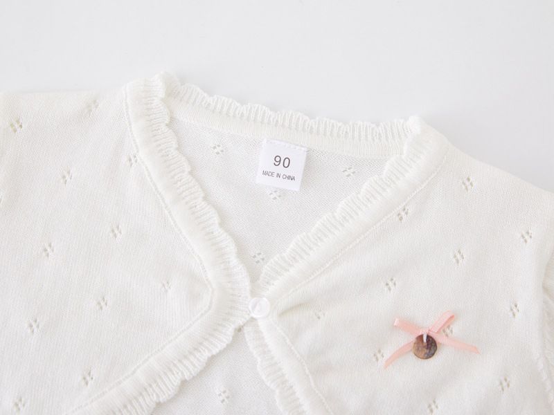 Cardigan élégant en tricot pour fille avec nœud et châle – Robe d'été légère et formelle pour 8 à 16 ans (blanc/rose/jaune)_voghion.com