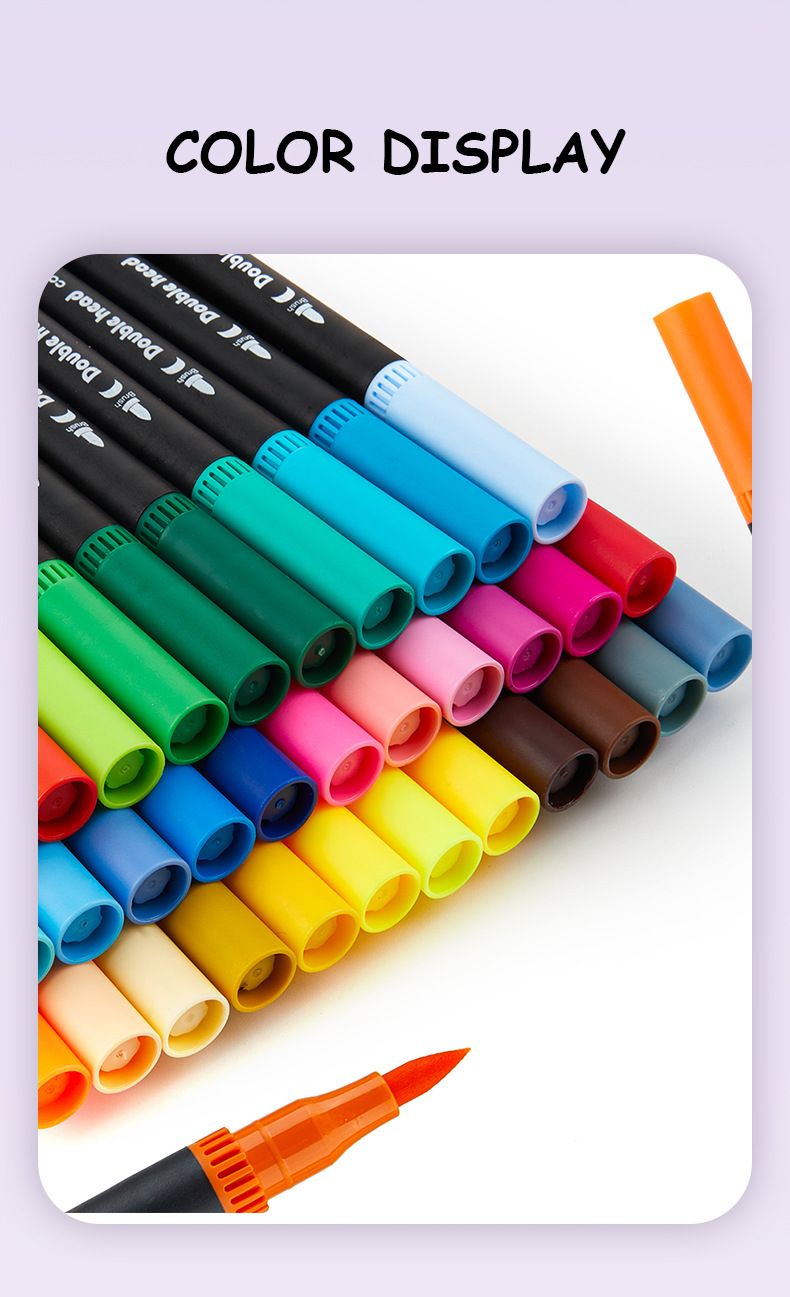 Set de 80 rotuladores de acuarela de doble punta para niños y adultos: marcadores finos y gruesos de secado rápido para dibujar, bocetar, colorear libros y bolsas de lona._voghion.com