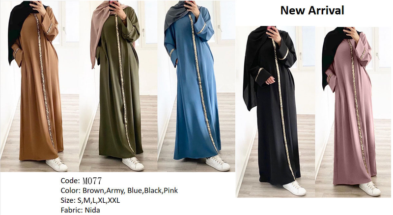 Naisten vaatteet Uusi Malesian muslimi naisten puku paneelit koristeltu paljetteja mekko Muslim abaya_voghion.com