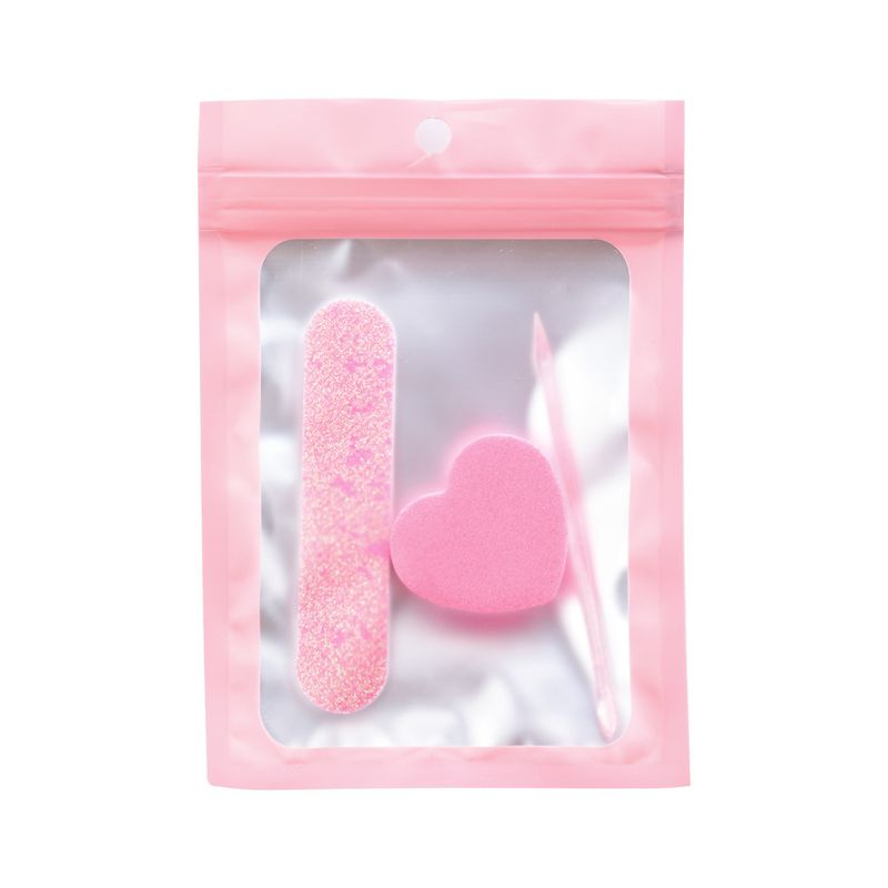 Tragbarer dreiteiliger Kristallstab, herzförmiger Schwamm, Frühlingszwiebelpulver, Nagelfeile, Maniküre-Werkzeug-Material-Kit-Set_voghion.com