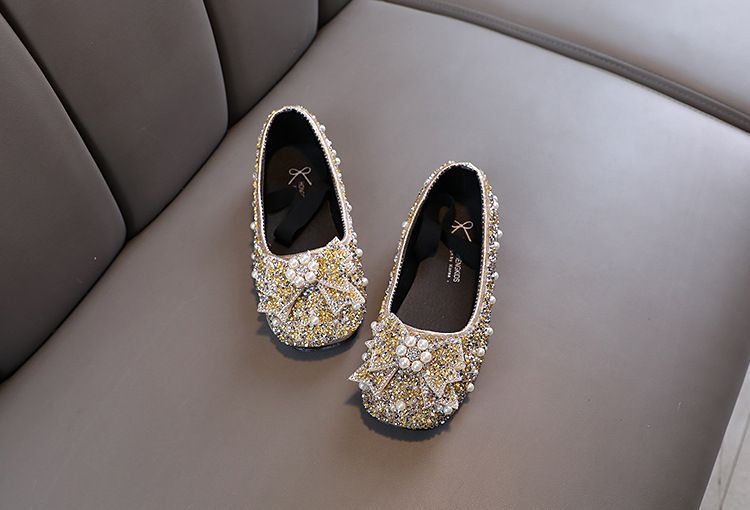 Scarpe da spettacolo per mamma e bambini Scarpe da principessa con paillettes Versione coreana Scarpe da bambina con cristalli Fondo morbido_voghion.com