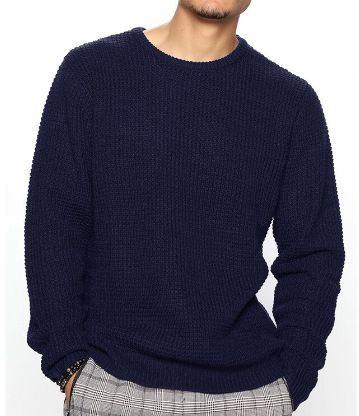 Knitted Sweater New Men's Long Sleeve Round Neck Casual Loose Pullover Solid Color Top_voghion.com