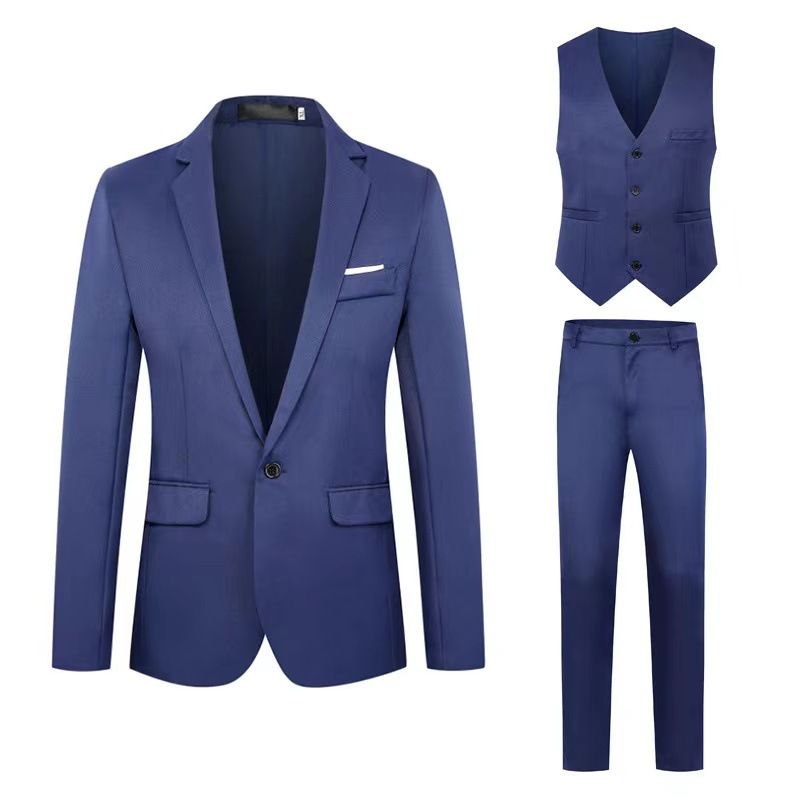 Calças largas, colete, conjunto de três peças, terno casual masculino para negócios, conjunto de vestido de noiva_voghion.com