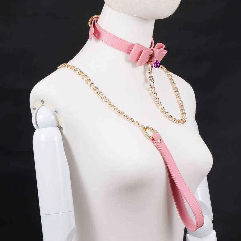 NXY Giocattoli per adulti Gioco Erotico Cane gioca al guinzaglio Collari per postura in pelle Bowknot Collo Collare sessuale Giocattolo per addestramento BDSM Bo_voghion.com