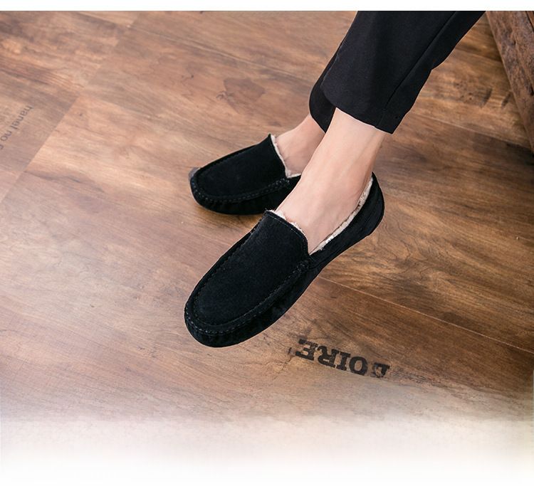 501-3 Winter Heren Bean Schoenen Katoenen Schoenen Rijschoenen Lage Top Mid-mouth Flip-on Warme Platte Casual Leren Schoenen met Fluweel_voghion.com